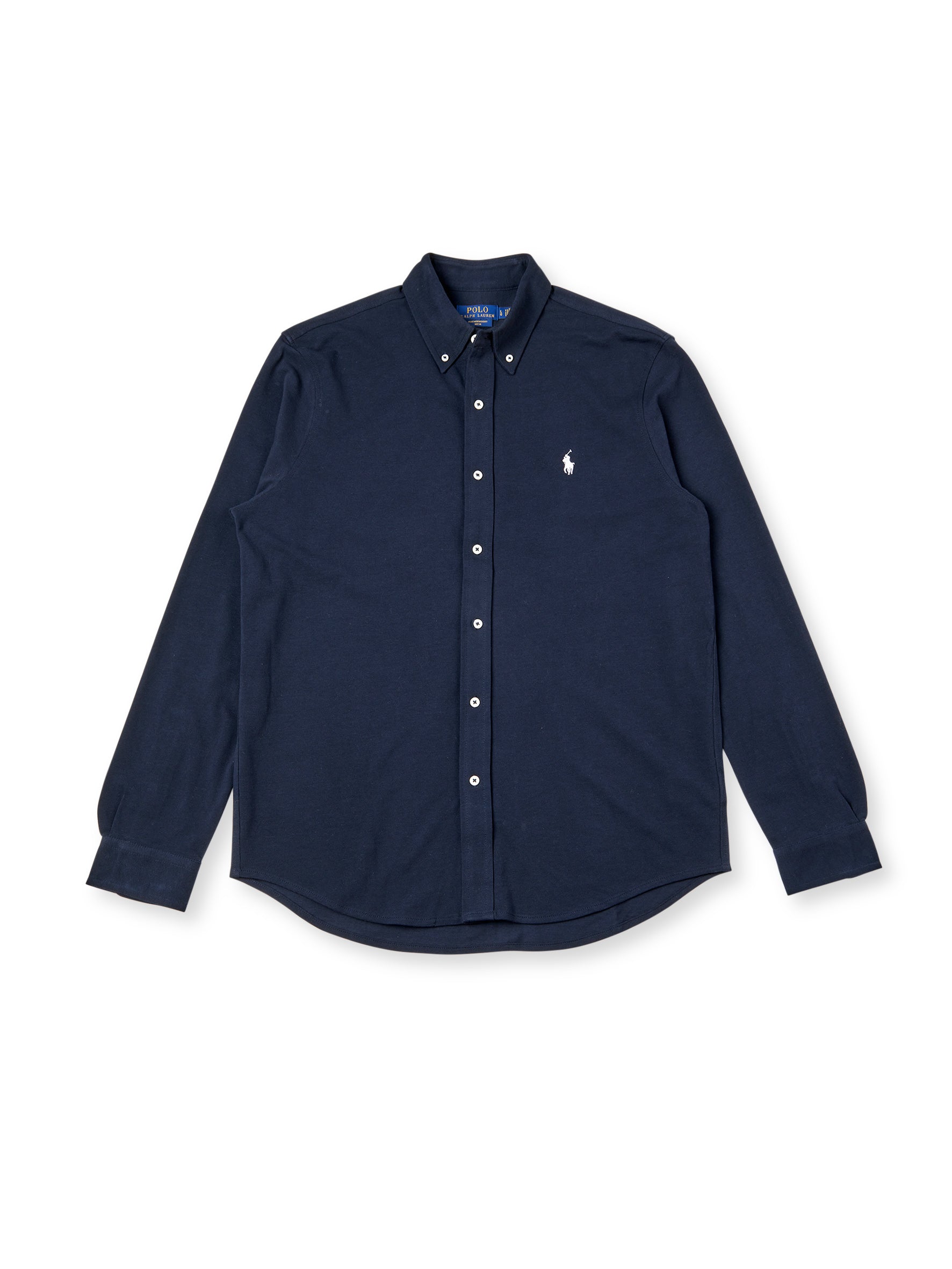 Dunkelblaues Polo-Hemd mit Button-Down
